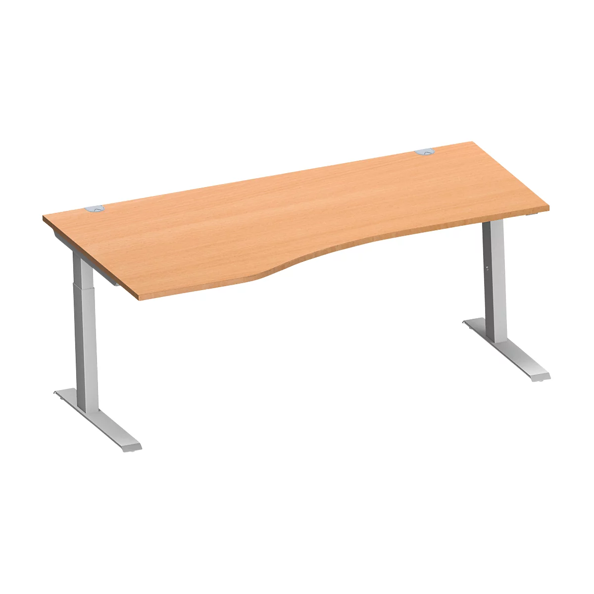 Schäfer Shop Genius Freiformschreibtisch MODENA FLEX, C-Fuß-Rechteckrohr, B 1800 mm, Ansatz links, Buche/weißalu