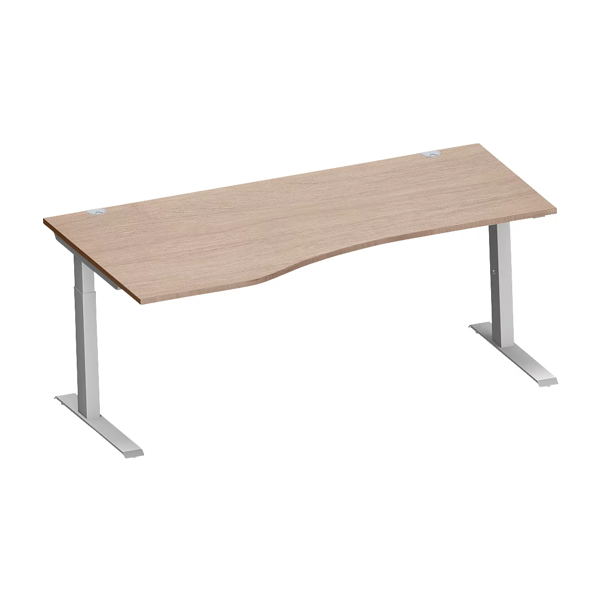Schäfer Shop Genius Freiformschreibtisch MODENA FLEX, C-Fuß-Rechteckrohr, B 1800 mm, Ansatz links, Eiche-Dekor/weißalu