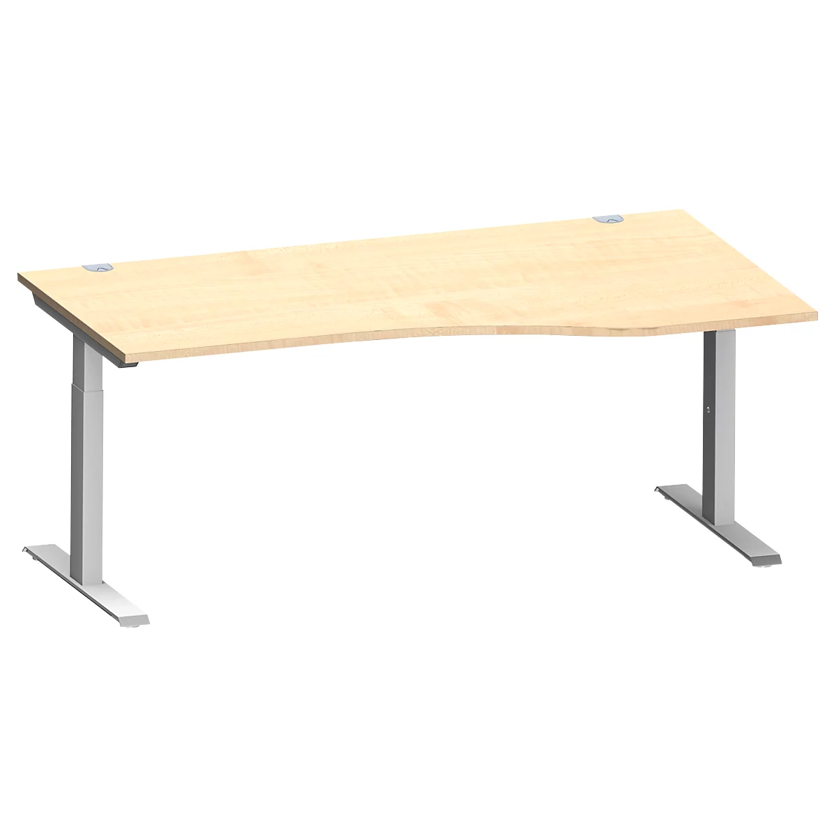 Schäfer Shop Genius Freiformschreibtisch MODENA FLEX, C-Fuß-Rechteckrohr, B 1800 mm, Ansatz rechts, Ahorn/weißalu