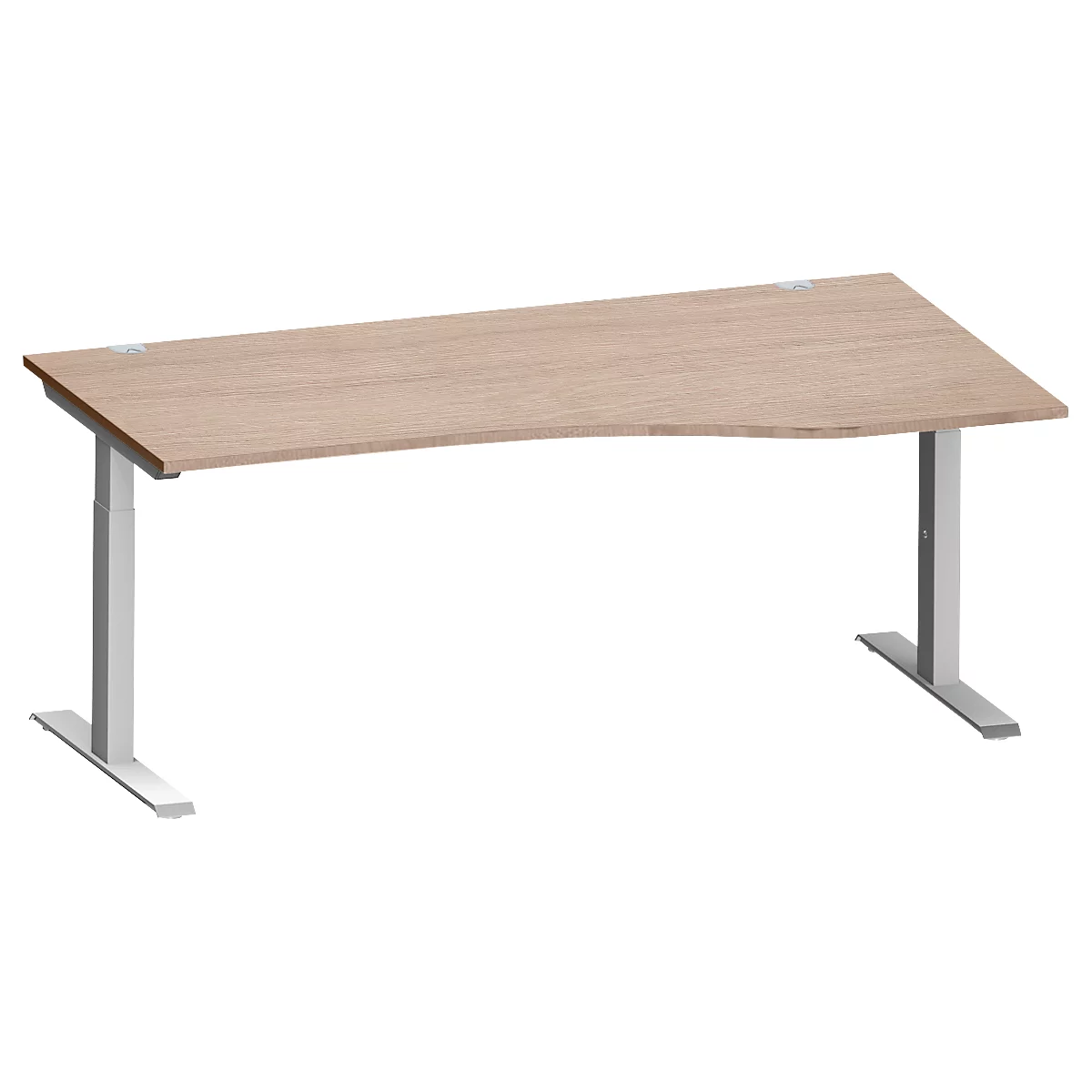 Schäfer Shop Genius Freiformschreibtisch MODENA FLEX, C-Fuß-Rechteckrohr, B 1800 mm, Ansatz rechts, Eiche-Dekor/weißalu