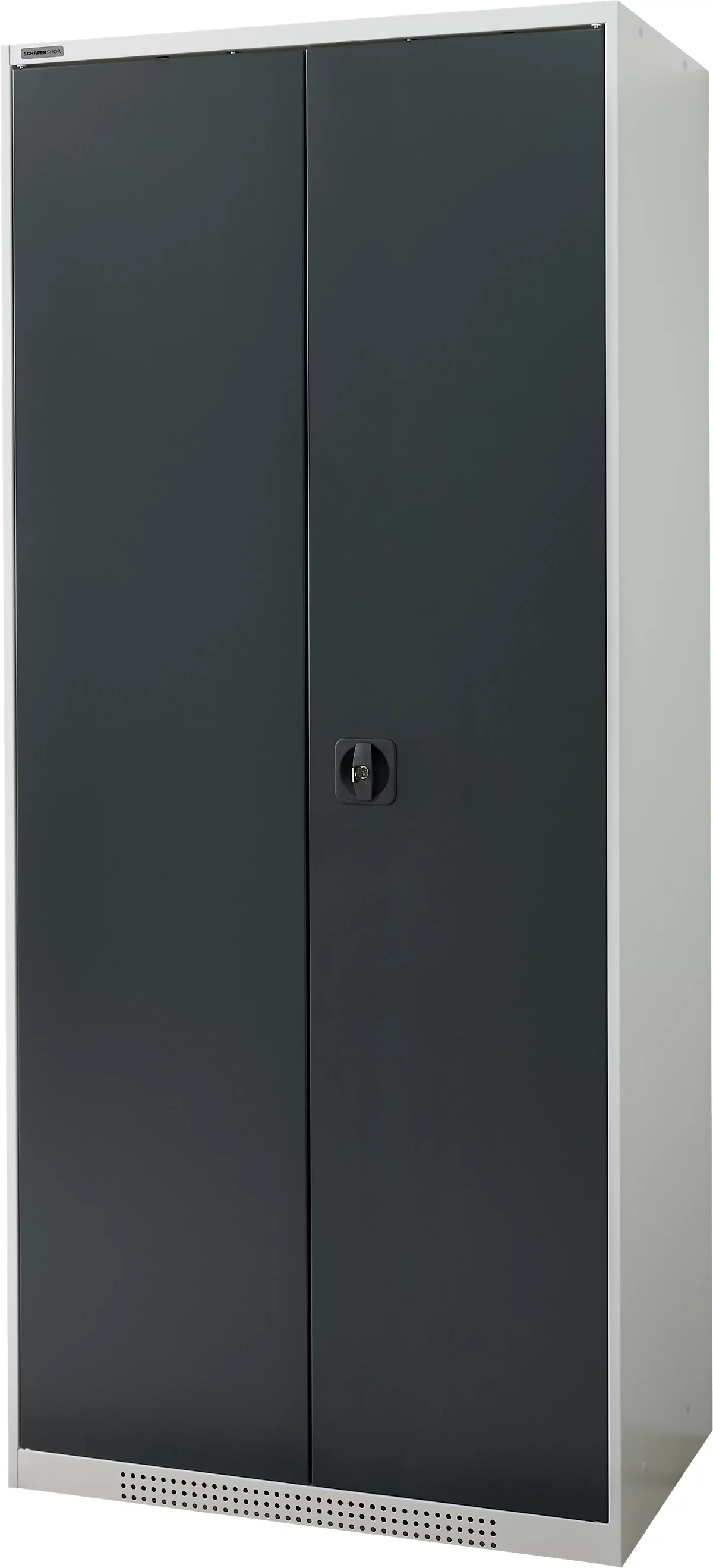 Schäfer Shop Genius FS armario con puerta abatible, acero, con agujeros de ventilación, ancho 810 x fondo 520 x alto 1950 mm, 5 OH, gris claro/gris antracita, hasta 300 kg