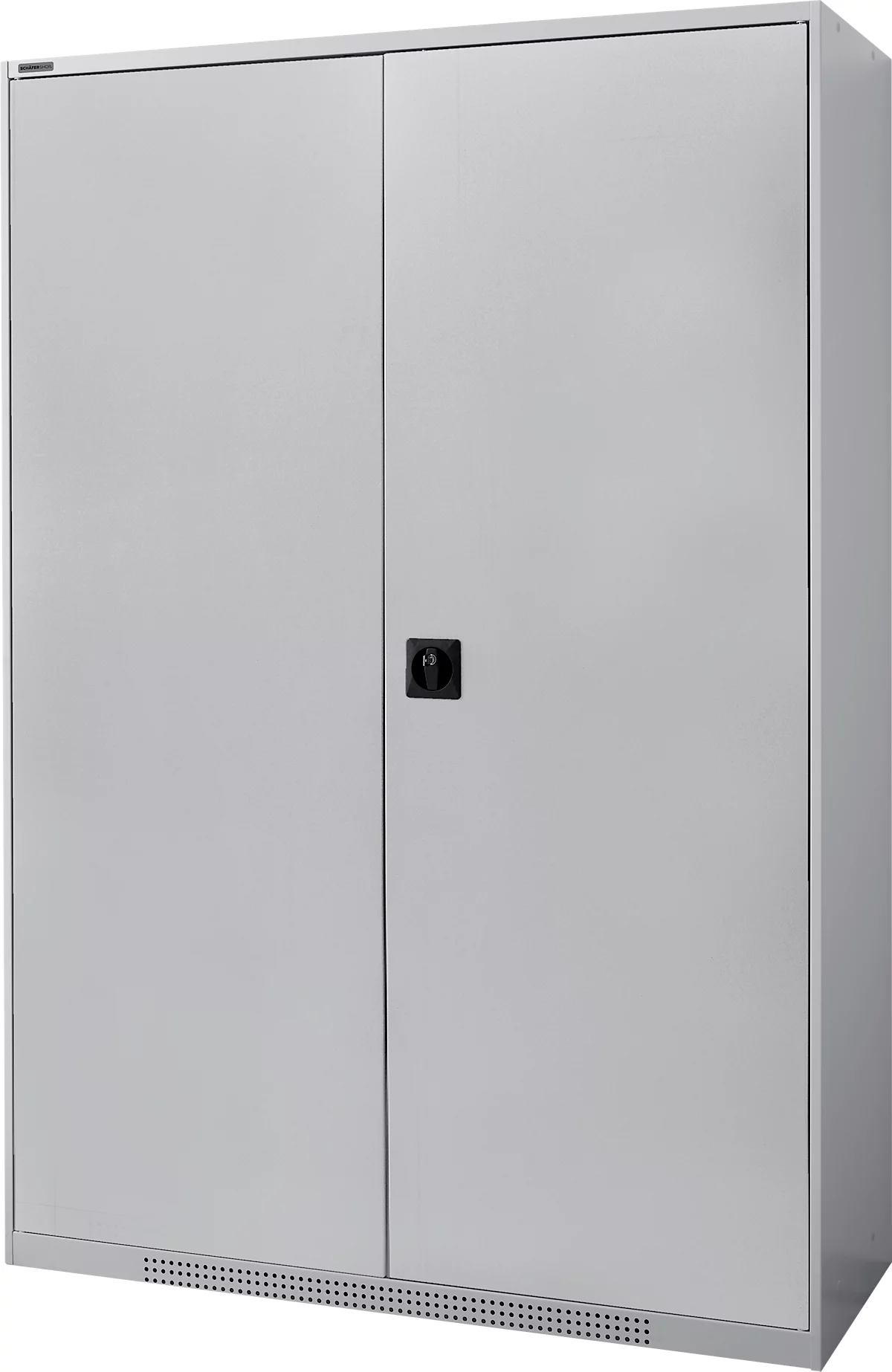 Schäfer Shop Genius FS armario con puerta abatible, acero, con orificios de ventilación, ancho 1343 x fondo 520 x alto 1950 mm, 5 OH, aluminio blanco/aluminio blanco, hasta 750 kg
