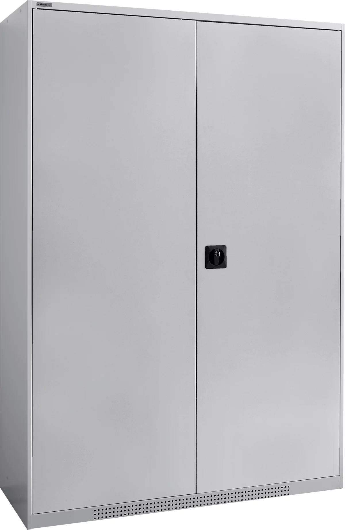 Schäfer Shop Genius FS armario con puerta abatible, acero, con orificios de ventilación, ancho 1343 x fondo 520 x alto 1950 mm, 5 OH, aluminio blanco/aluminio blanco, hasta 750 kg