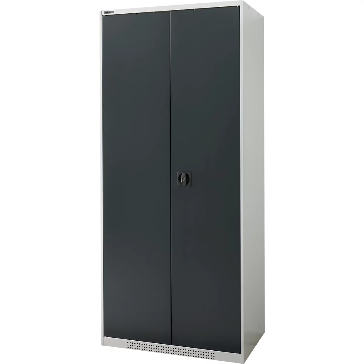 Schäfer Shop Genius FS armoire à portes battantes, acier, avec trous de ventilation, L 810 x P 520 x H 1950 mm, 5 OH, gris clair/anthracite, jusqu'à 300 kg