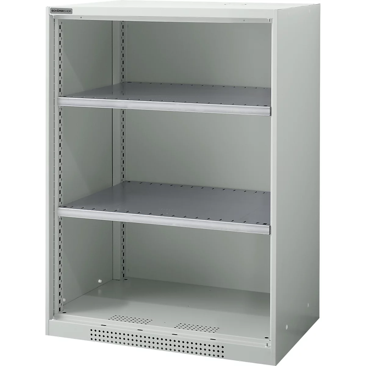 Schäfer Shop Genius FS vakkenkast, plaatstaal, met ventilatiegaten, B 810 x D 520 x H 1105 mm, 3 OH, lichtgrijs, tot 180 kg