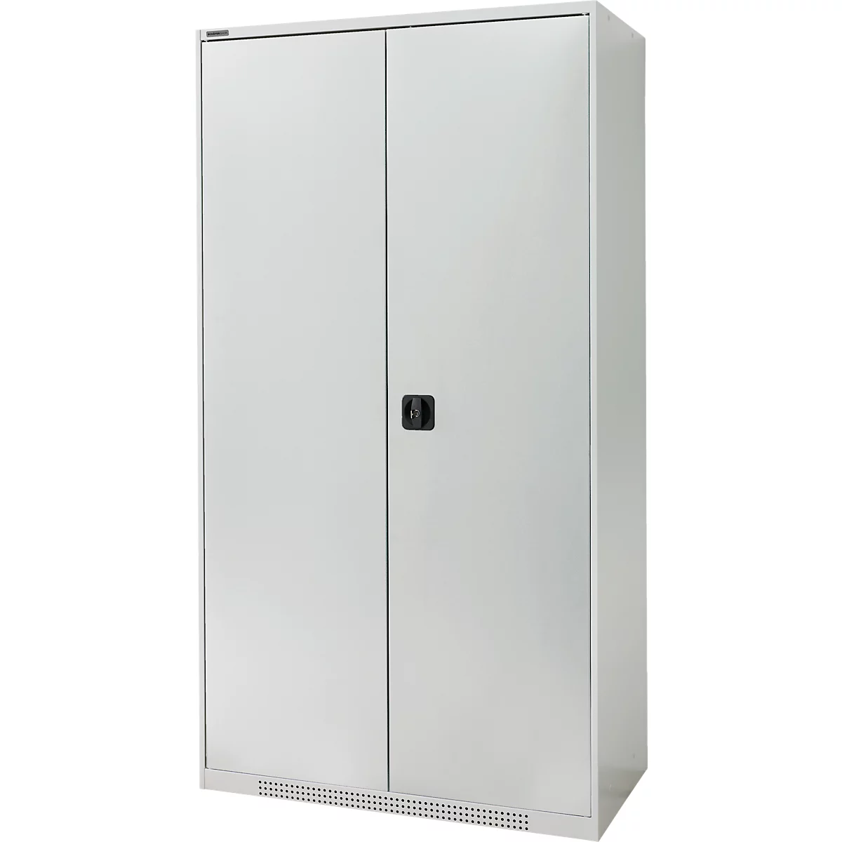 Schäfer Shop Genius FS vleugeldeurkast, staal, met ventilatiegaten, B 1055 x D 520 x H 1950 mm, 5 OH, lichtgrijs/lichtgrijs, tot 500 kg