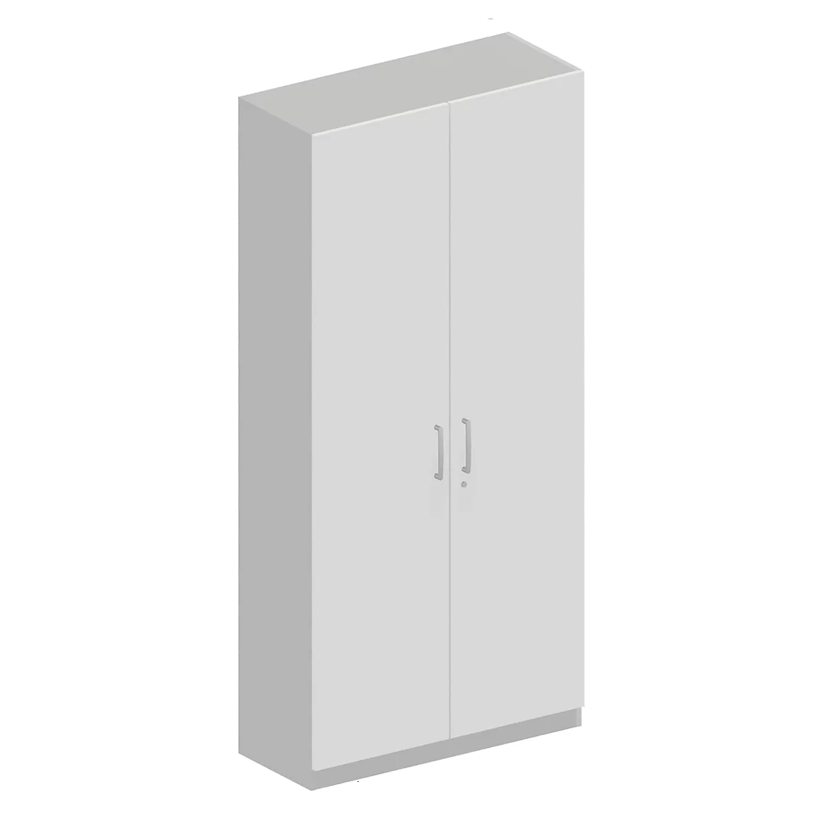 Schäfer Shop Genius Garderobenschrank TETRIS SOLID, 6 Ordnerhöhen, 1 Fachboden, Kleiderstange, abschließbar, B 1000 x T 412 x H 2239 mm, weißalu/weiß