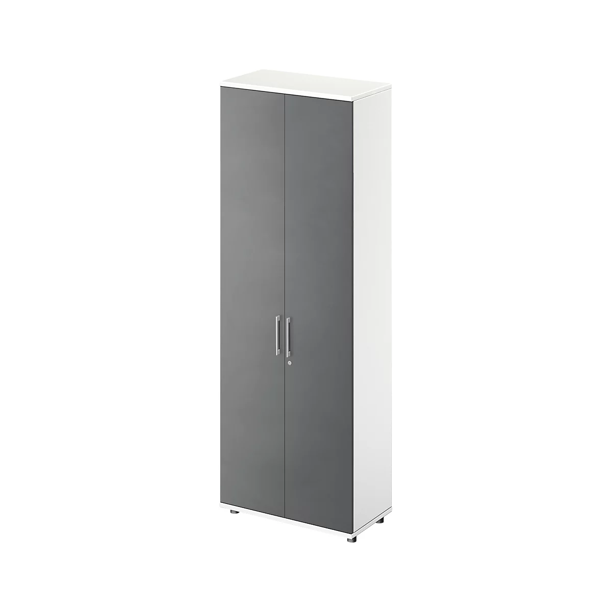 Schäfer Shop Genius Garderobenschrank TETRIS WOOD, 6 OH, H 2270 mm, Höhe inkl. Gleiter, weiß/grahite 