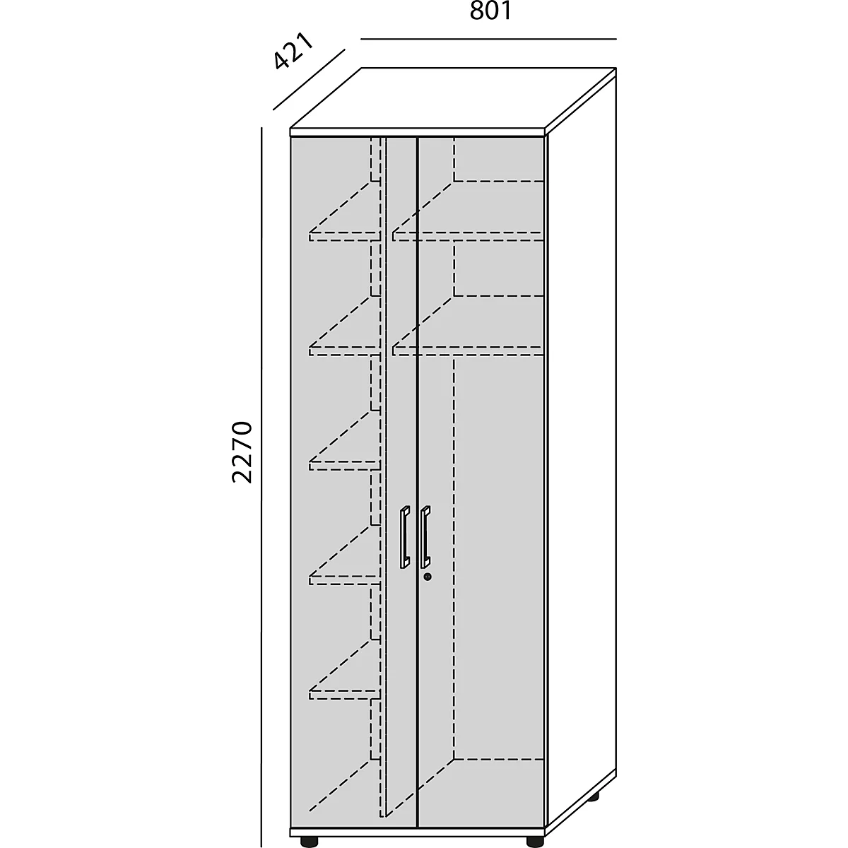 Schäfer Shop Genius Garderobenschrank TETRIS WOOD, 6 OH, H 2270 mm, Höhe inkl. Gleiter, weiß/grahite