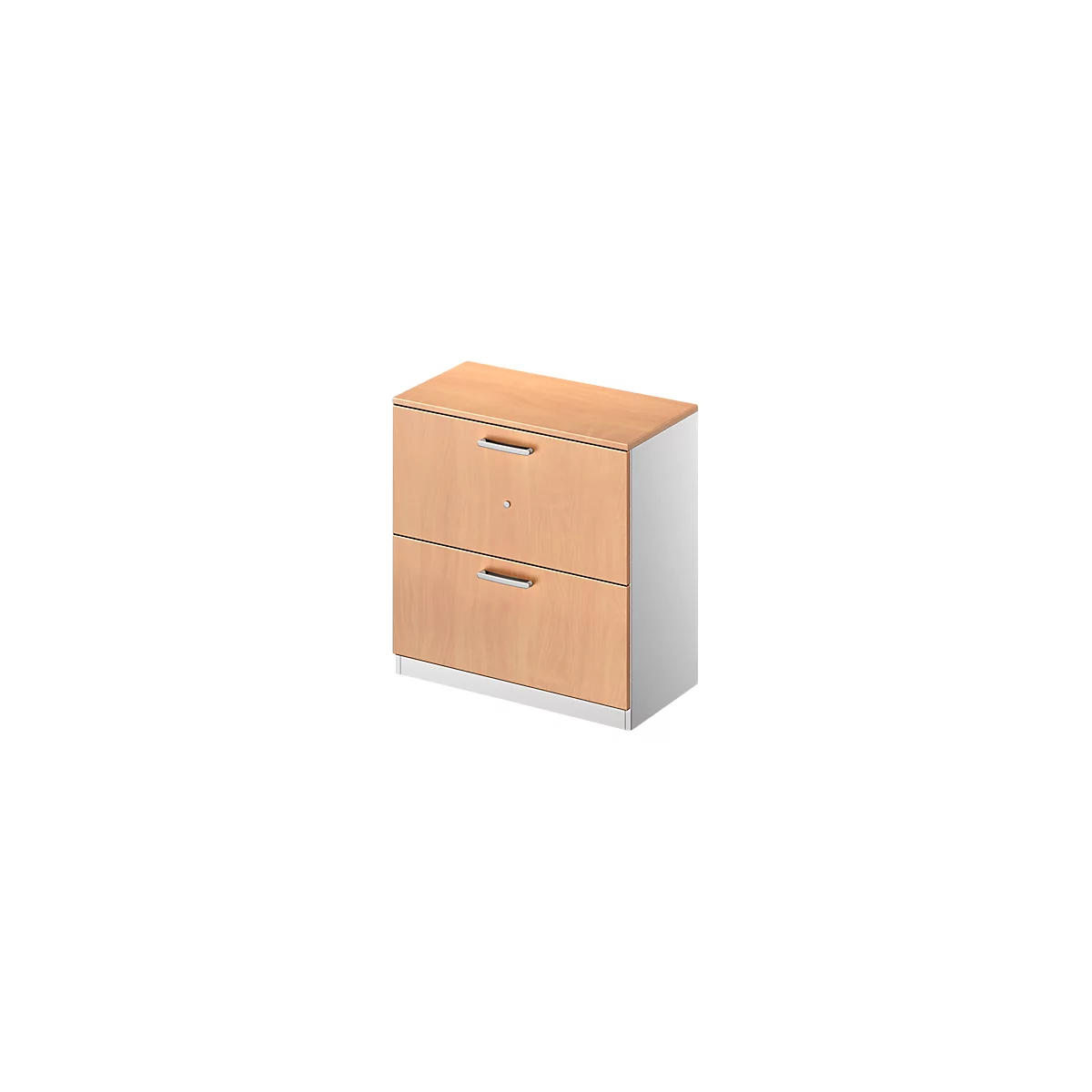 Schäfer Shop Genius Hängeregistraturschrank TETRIS SOLID, 2 OH, B 800 mm, abschließbar, mit Abdeckplatte, Buche-Dekor/weißalu