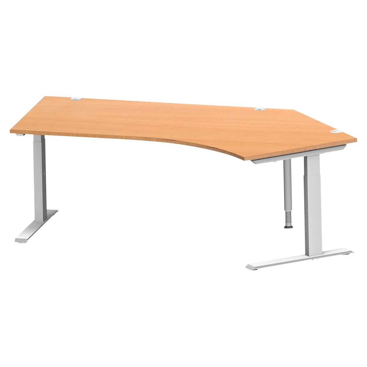 Schäfer Shop Genius hoekbureau MODENA FLEX 135°, aanbouw rechts, C-voet rechthoekige buis, B 2165 mm, beuken/wit