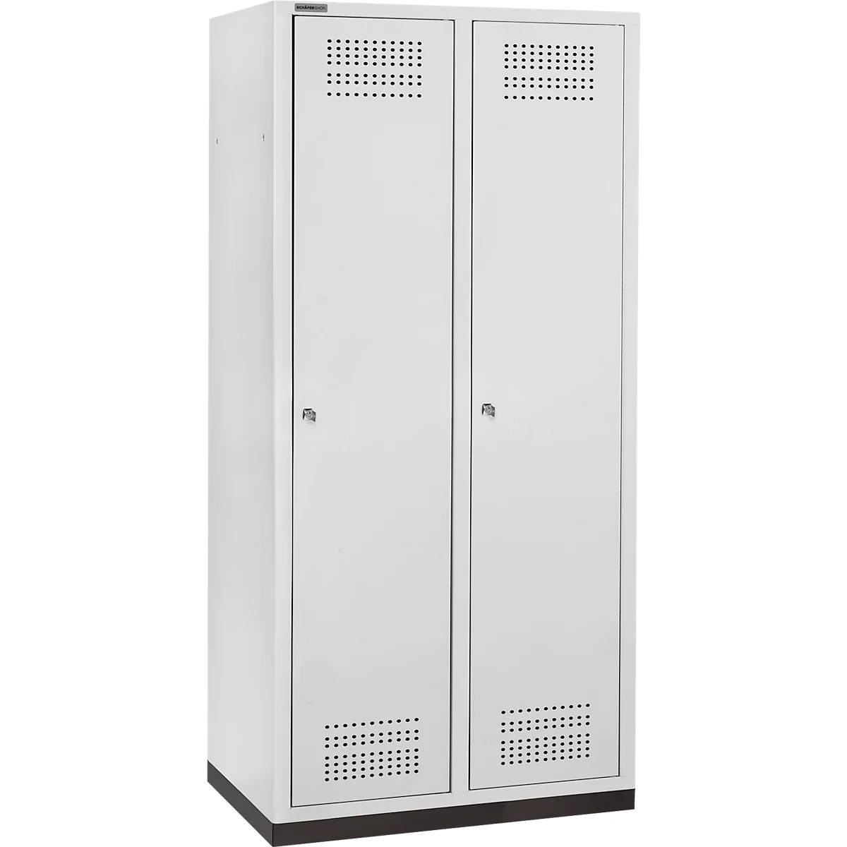 Schäfer Shop Genius Kledinglocker met fitting, 2 compartimenten, 400 mm compartimentbreedte, cilinderslot, lichtgrijs/lichtgrijs