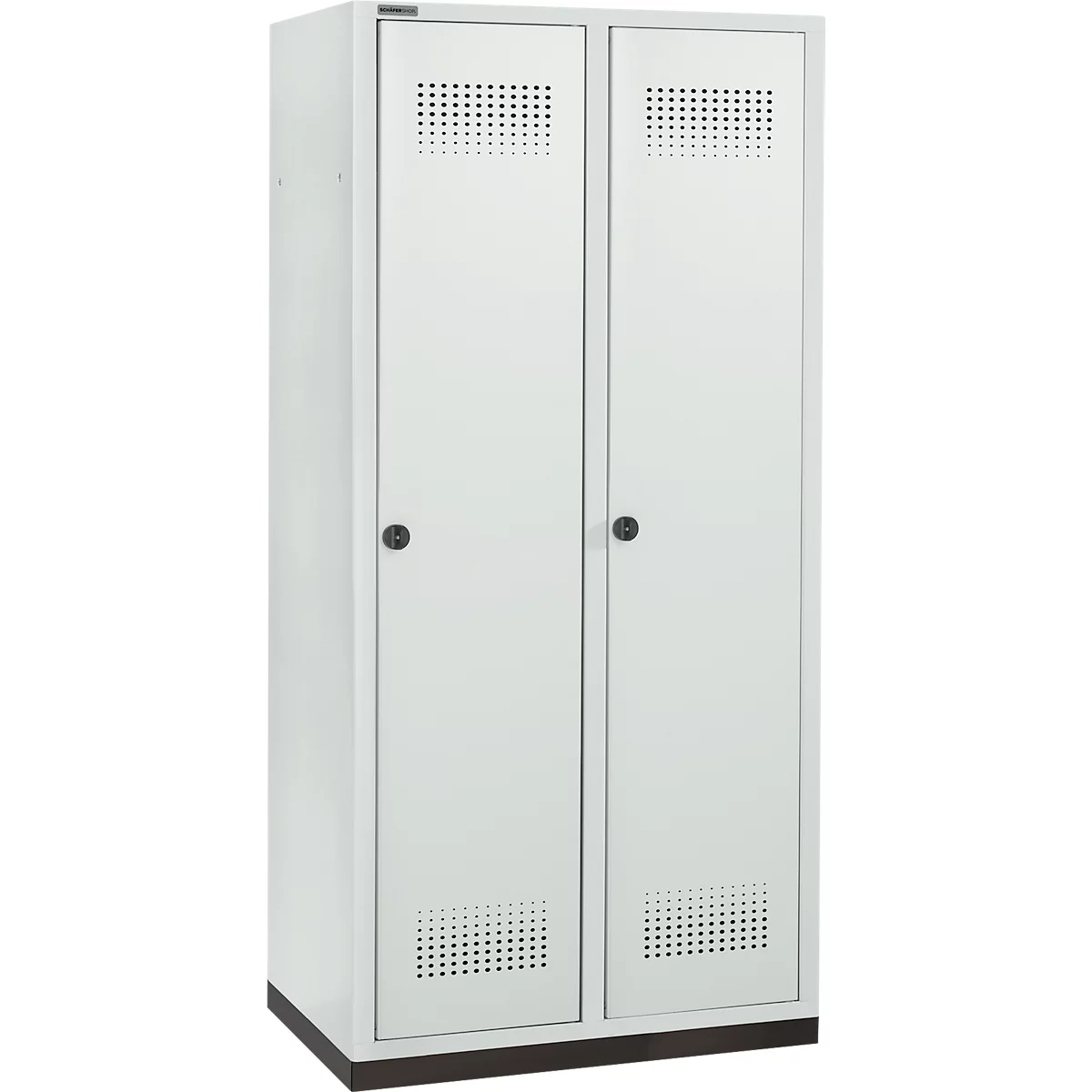 Schäfer Shop Genius Kledinglocker met fitting, 2 compartimenten, 400 mm compartimentbreedte, veiligheidsdraaigrendelslot, lichtgrijs/lichtgrijs
