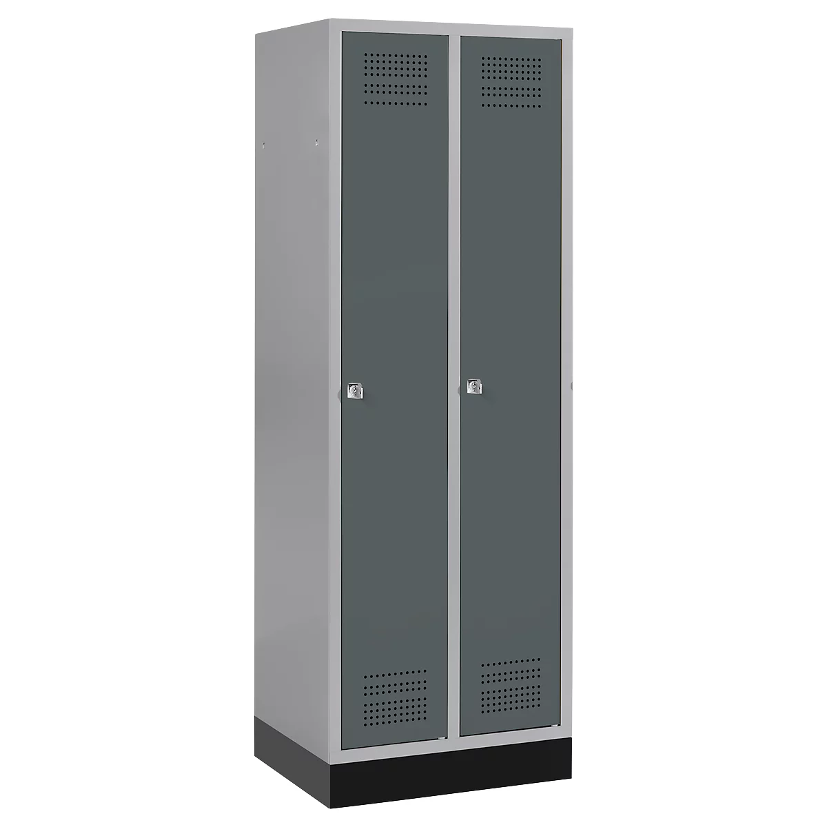 Schäfer Shop Genius Kledinglocker met fitting, 2 compartimenten, cilinderslot, blank aluminium/antraciet