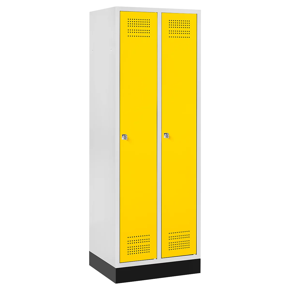 Schäfer Shop Genius Kledinglocker met fitting, 2 compartimenten, cilinderslot, lichtgrijs/geel