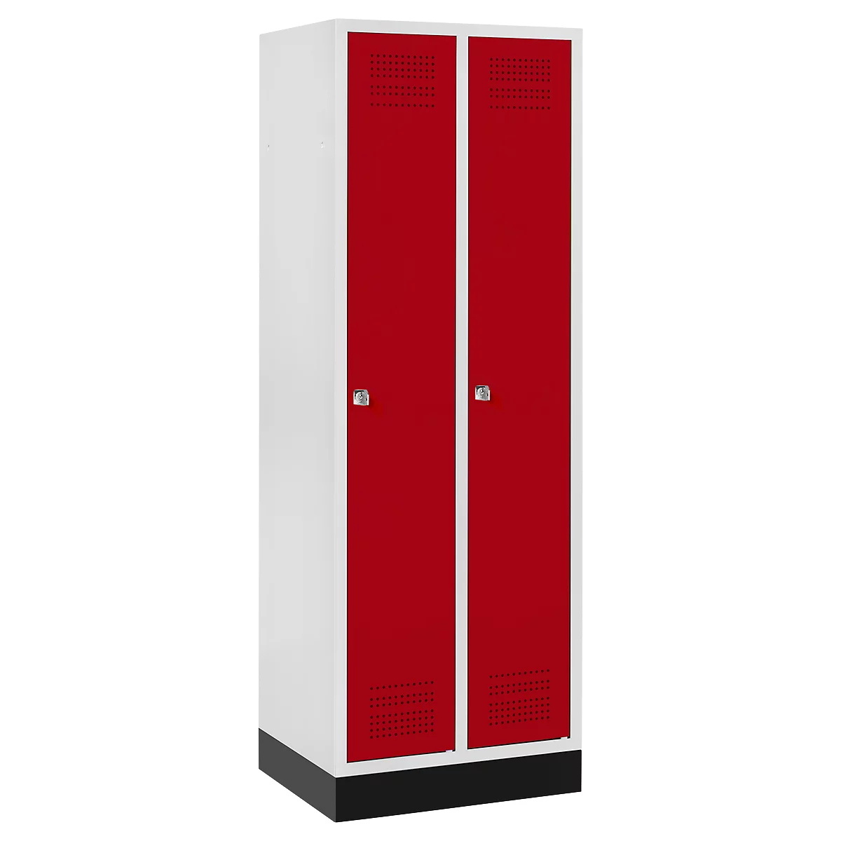 Schäfer Shop Genius Kledinglocker met fitting, 2 compartimenten, cilinderslot, lichtgrijs/rood