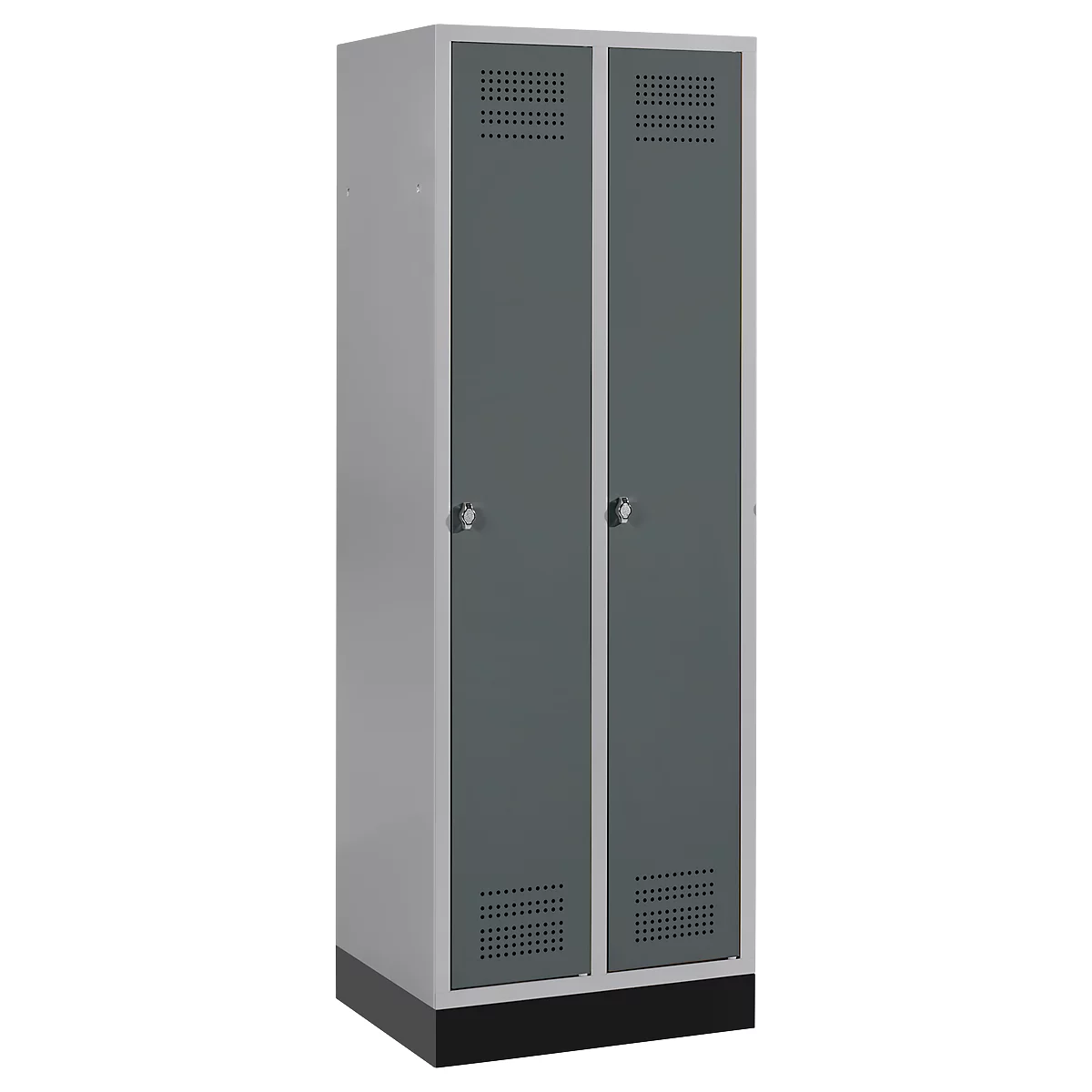 Schäfer Shop Genius Kledinglocker met fitting, 2 compartimenten, veiligheidsdraaigrendelslot, blank aluminium/antraciet