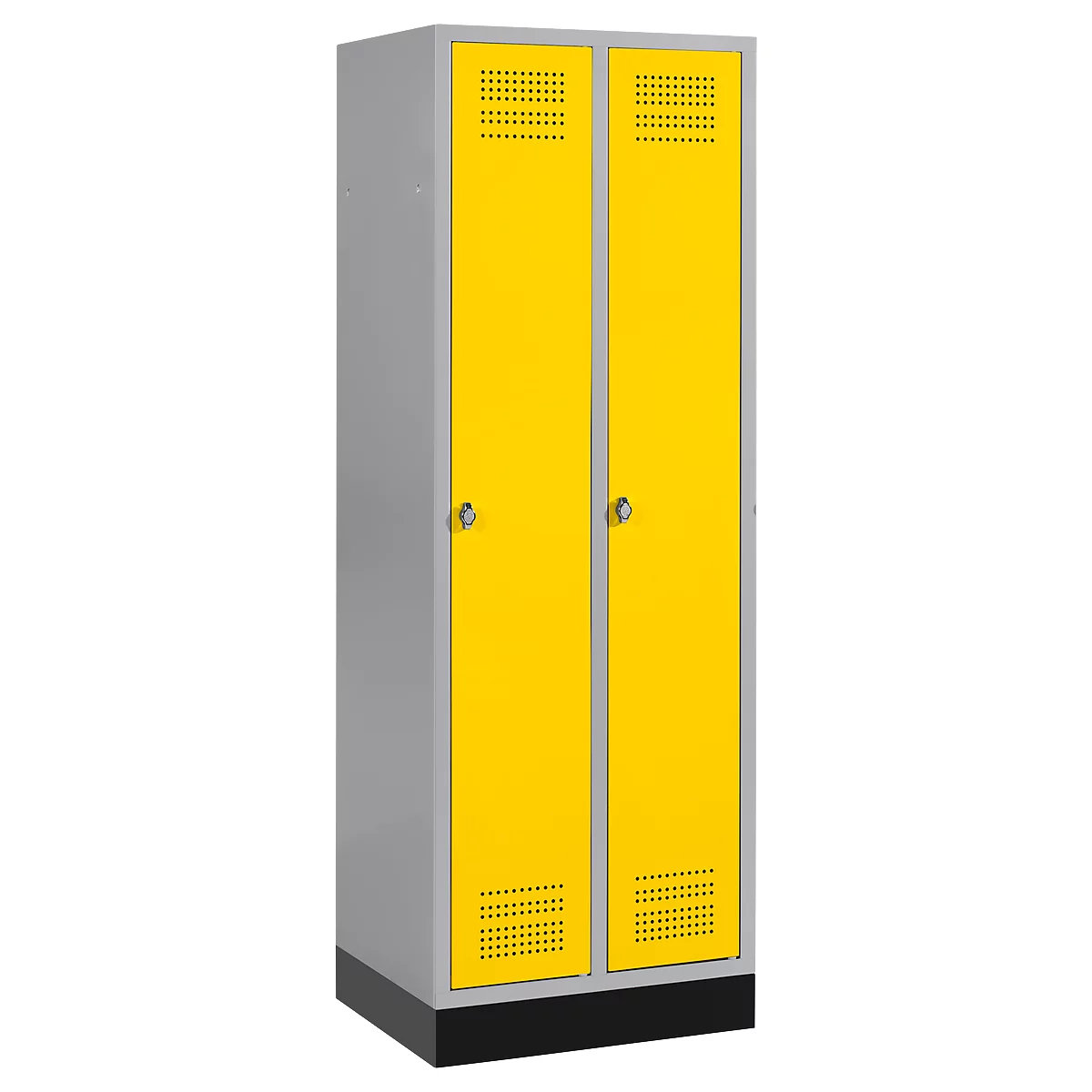 Schäfer Shop Genius Kledinglocker met fitting, 2 compartimenten, veiligheidsdraaigrendelslot, blank aluminium/geel