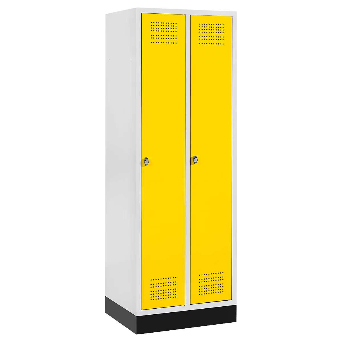 Schäfer Shop Genius Kledinglocker met fitting, 2 compartimenten, veiligheidsdraaigrendelslot, lichtgrijs/geel