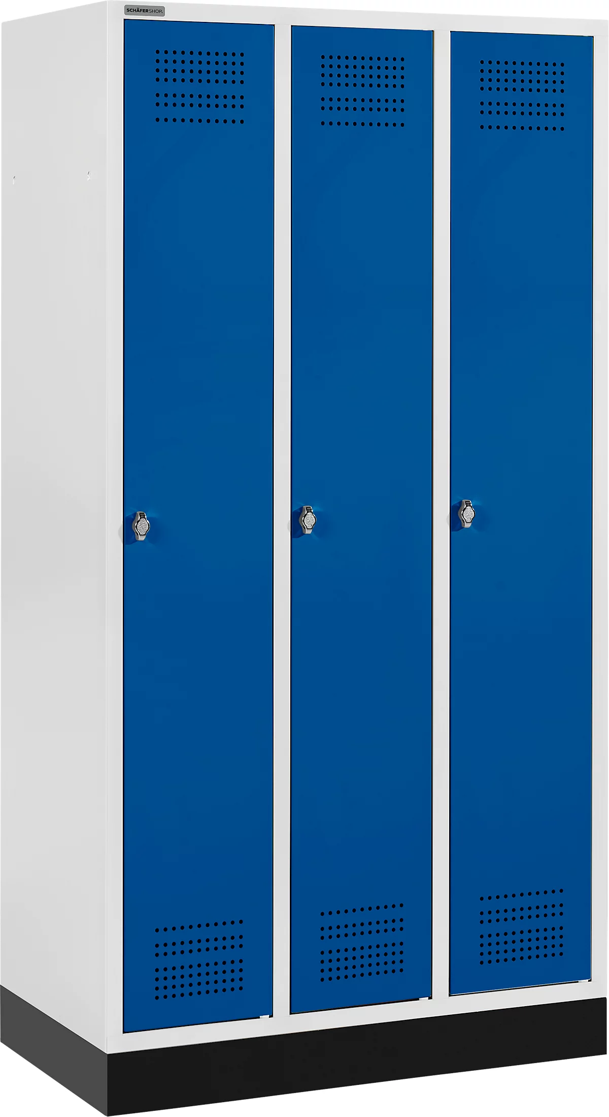 Schäfer Shop Genius Kledinglocker met fitting, 3 compartimenten, veiligheidsdraaigrendelslot, lichtgrijs/gentiaanblauw