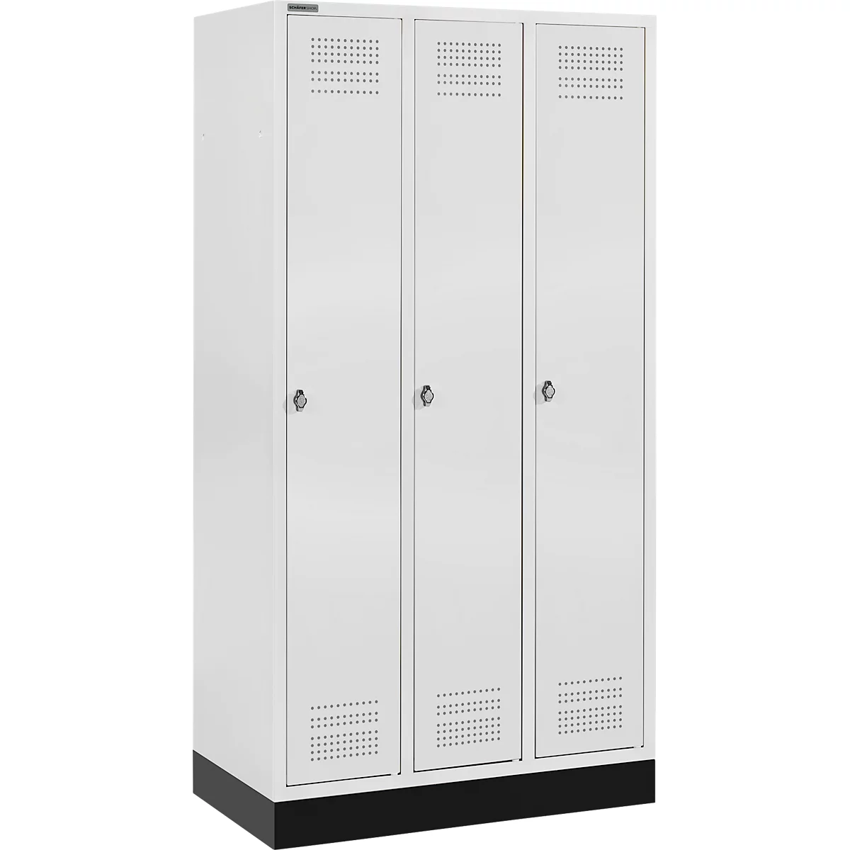 Schäfer Shop Genius Kledinglocker met fitting, 3 compartimenten, veiligheidsdraaigrendelslot, lichtgrijs/lichtgrijs