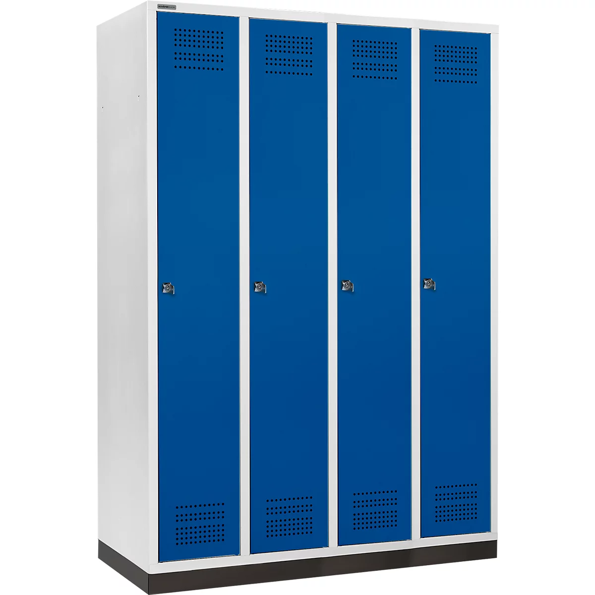 Schäfer Shop Genius Kledinglocker met fitting, 4 compartimenten, 300 mm compartimentbreedte, cilinderslot, gentiaanblauw