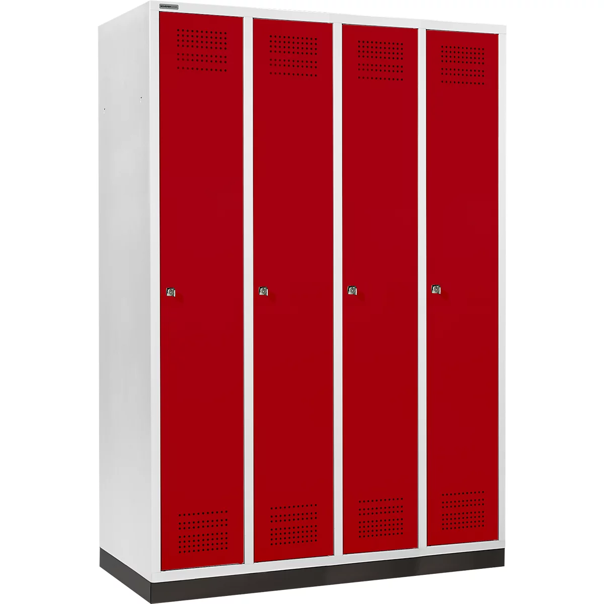 Schäfer Shop Genius Kledinglocker met fitting, 4 compartimenten, 300 mm compartimentbreedte, cilinderslot, robijnrood