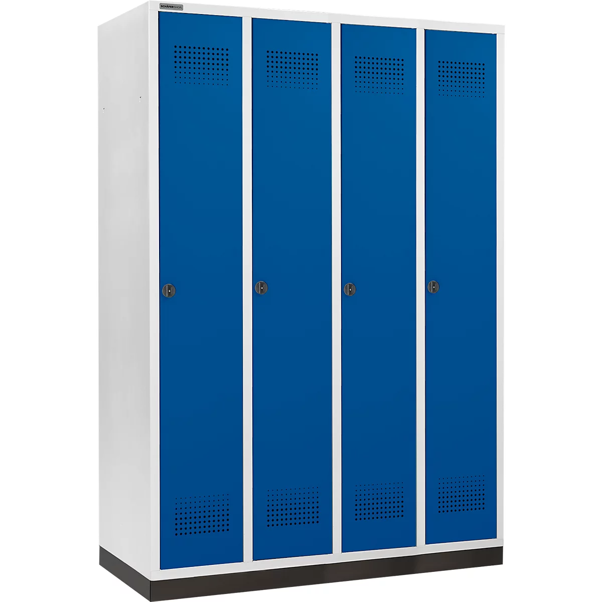 Schäfer Shop Genius Kledinglocker met fitting, 4 compartimenten, 300 mm compartimentbreedte, draaigrendelslot, gentiaanblauw