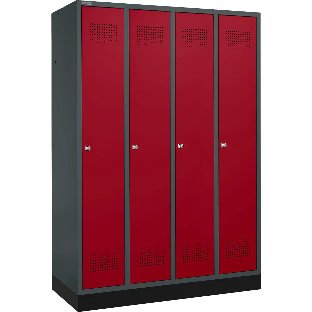 Schäfer Shop Genius Kledinglocker met fitting, 4 compartimenten, cilinderslot, antraciet/rood