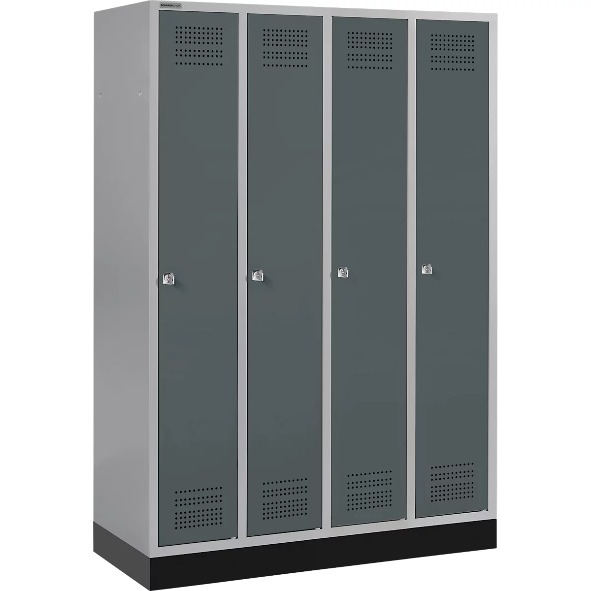 Schäfer Shop Genius Kledinglocker met fitting, 4 compartimenten, cilinderslot, blank aluminium/antraciet