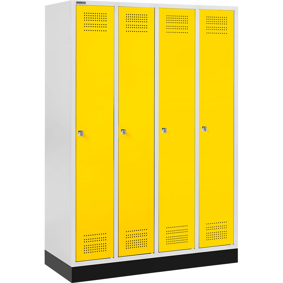 Schäfer Shop Genius Kledinglocker met fitting, 4 compartimenten, cilinderslot, lichtgrijs/geel