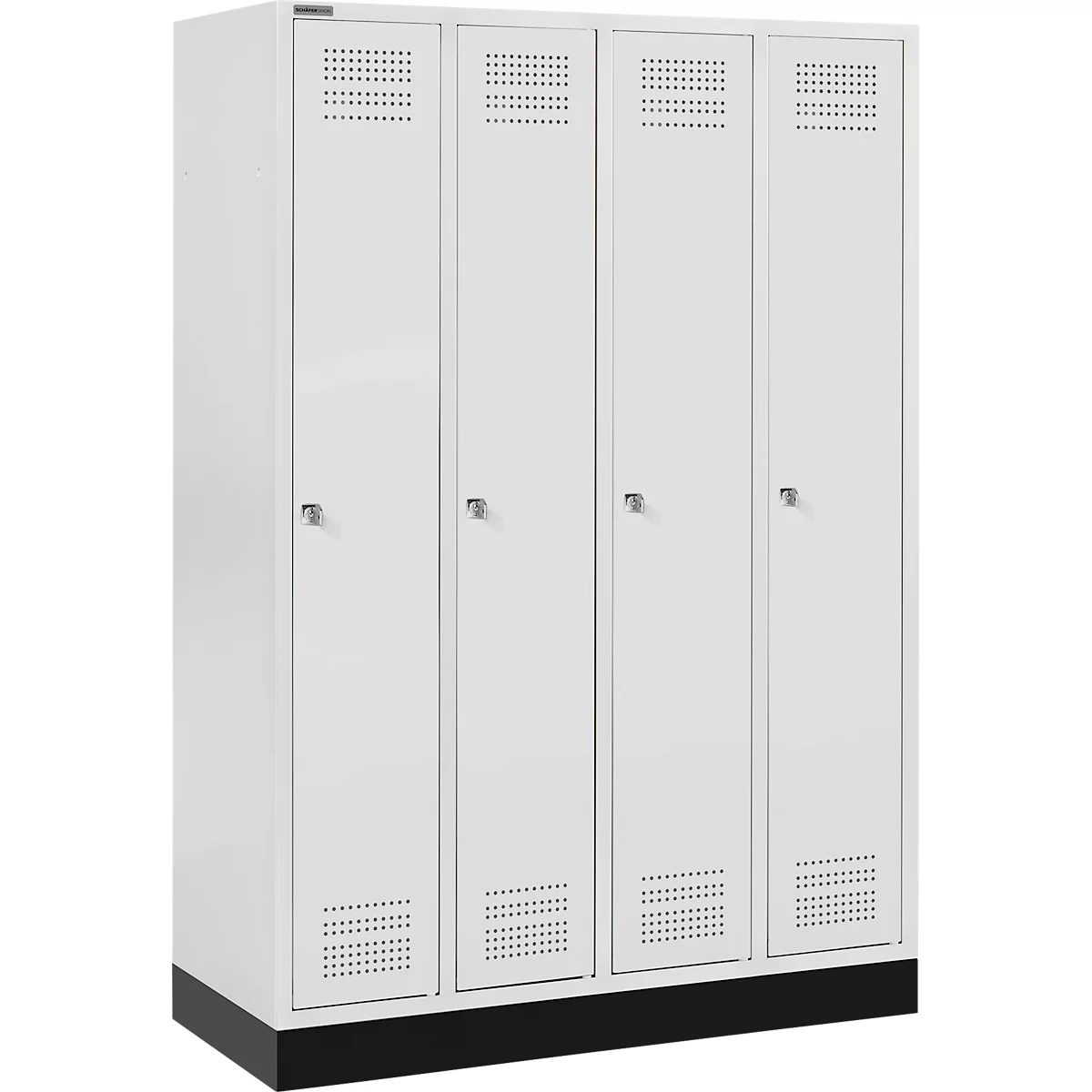 Schäfer Shop Genius Kledinglocker met fitting, 4 compartimenten, cilinderslot, lichtgrijs/lichtgrijs