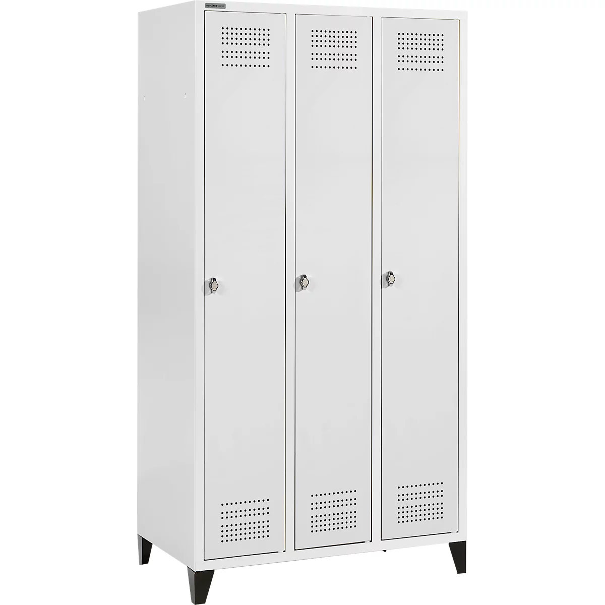 Schäfer Shop Genius Kledinglocker met poten, 3 compartimenten, draaigrendelslot, lichtgrijs/lichtgrijs