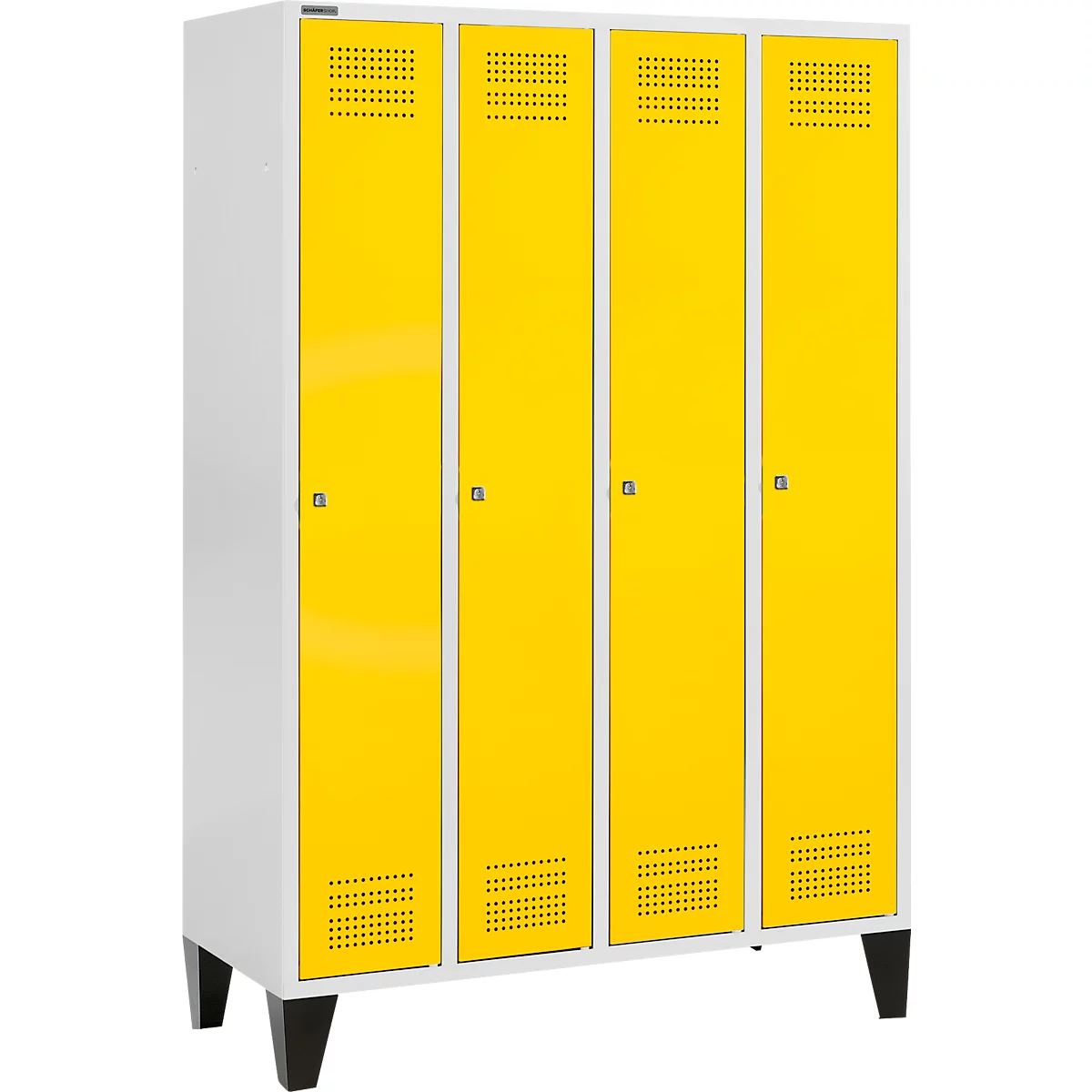 Schäfer Shop Genius Kledinglocker met poten, 4 compartimenten, cilinderslot, lichtgrijs/geel