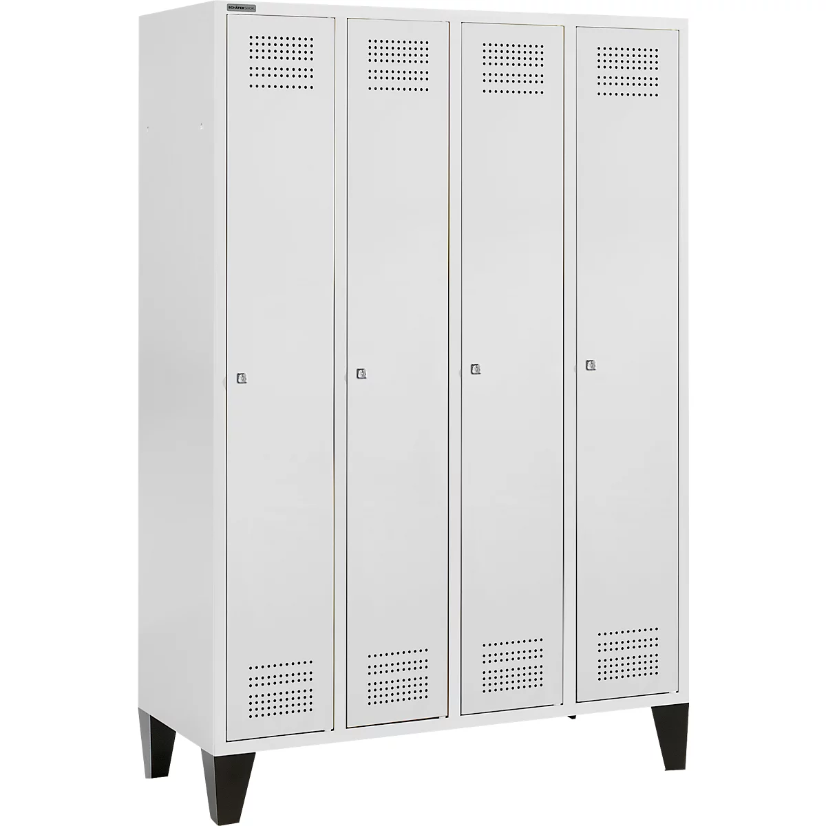 Schäfer Shop Genius Kledinglocker met poten, 4 compartimenten, cilinderslot, lichtgrijs/lichtgrijs