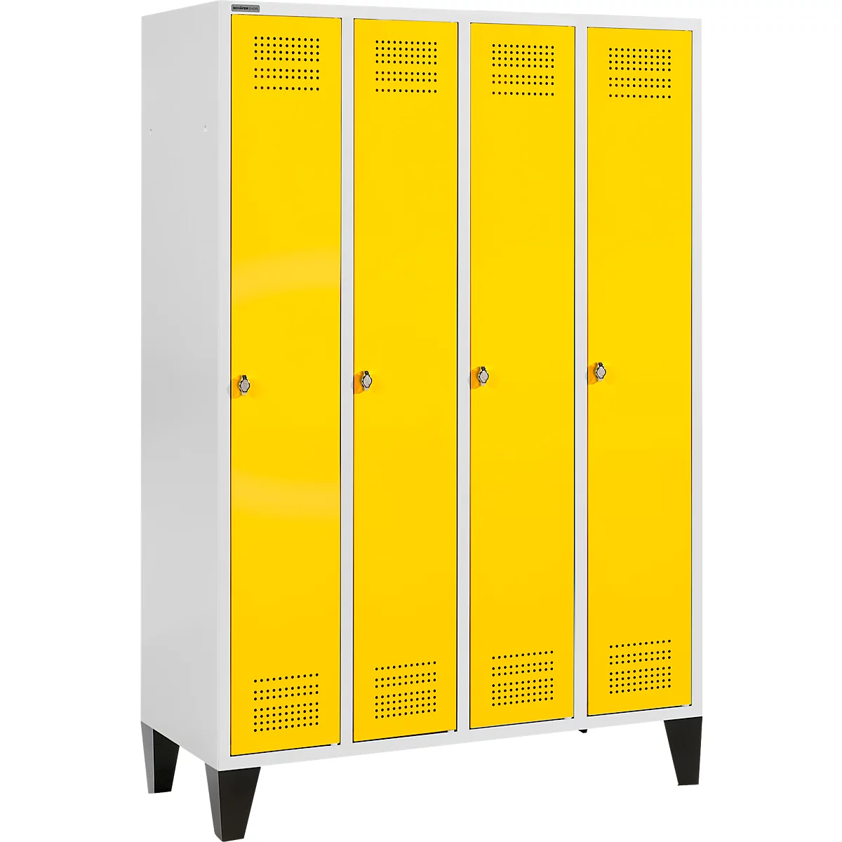 Schäfer Shop Genius Kledinglocker met poten, 4 compartimenten, draaigrendelslot, lichtgrijs/geel