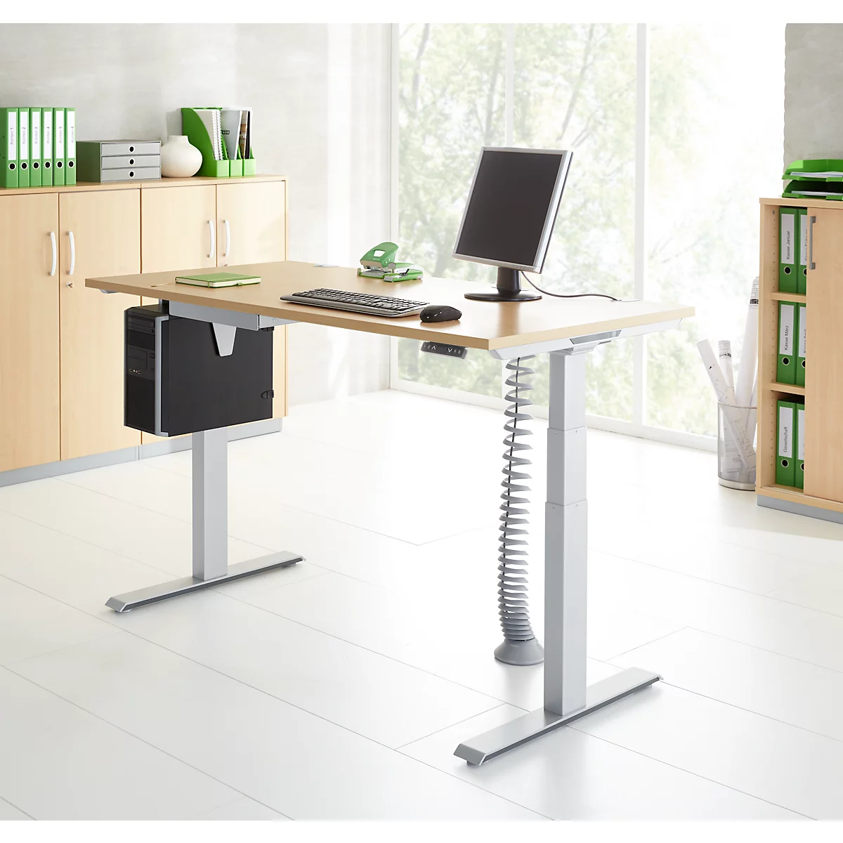 Schäfer Shop Genius Komplettangebot MODENA FLEX 5-tlg., Schreibtisch elektr. höhenverstellbar, PC-Halterung 