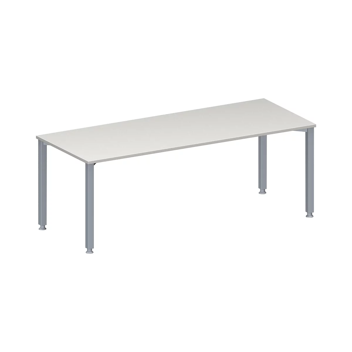 Schäfer Shop Genius Konferenztisch MODENA FLEX, Rechteck, 4-Fuß Quadratrohr, B 2000 x T 800 x H 720-840 mm, lichtgrau/weißaluminium RAL 9006