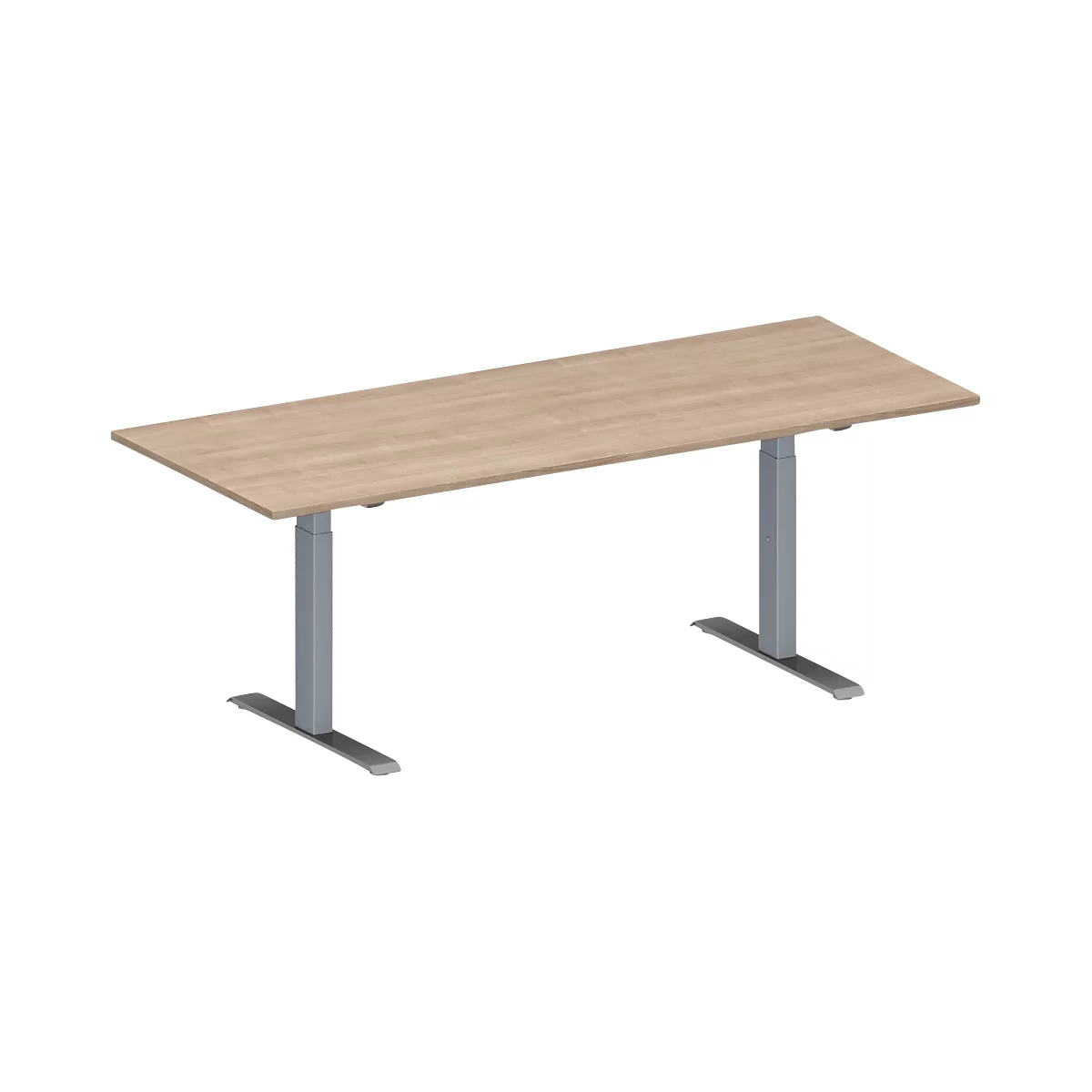 Schäfer Shop Genius Konferenztisch MODENA FLEX, Rechteck, T-Fuß Rechteckrohr, B 2000 x T 800 x H 650-850 mm, Eiche-Dekor/weißaluminium RAL 9006