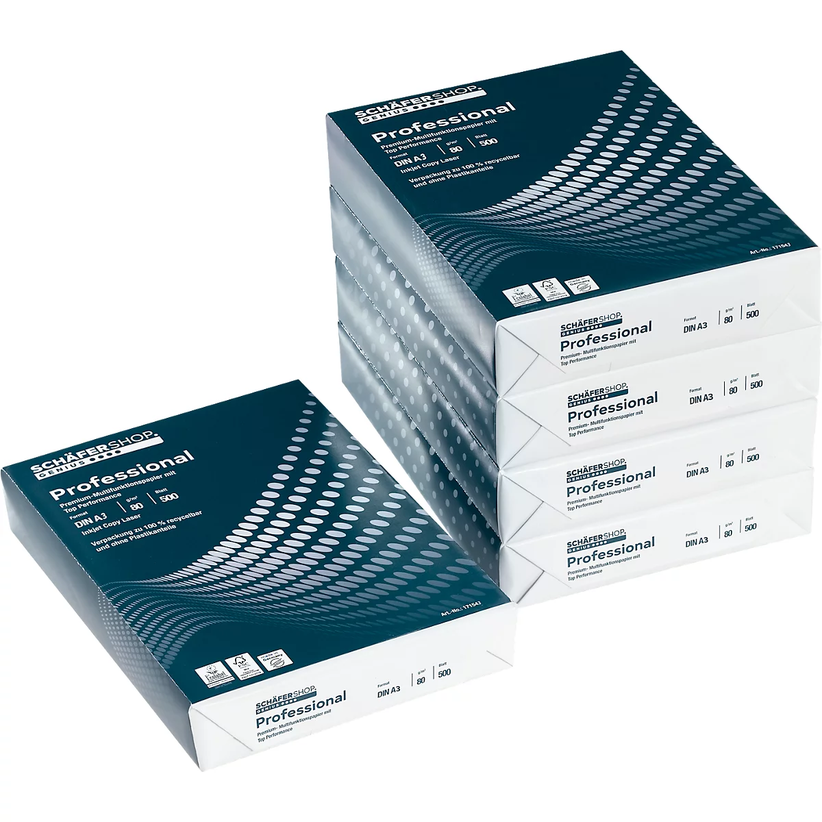 Schäfer Shop Genius kopieerpapier Professional, A3, 80 g/m², glanzend wit, 1 doos = 5 x 500 vel