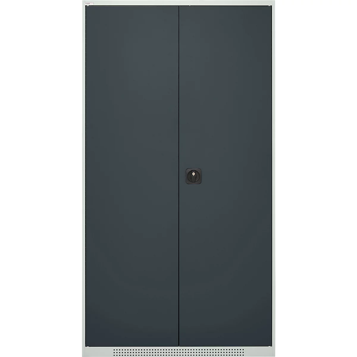 Schäfer Shop Genius Magazinschrank FS, 5 OH, abschließbar, 10 Fachböden, 2 Lochrasterplatten, bis 450 kg, B 1055 x T 520 x H 1950 mm, lichtgrau/anthrazitgrau