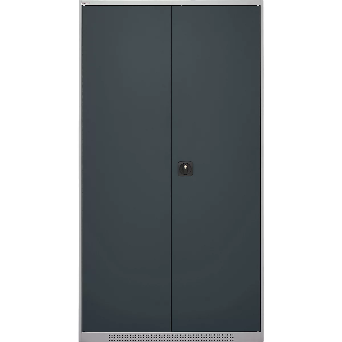 Schäfer Shop Genius Magazinschrank FS, 5 OH, abschließbar, 10 Fachböden, 2 Lochrasterplatten, bis 450 kg, B 1055 x T 520 x H 1950 mm, weißalu/anthrazitgrau