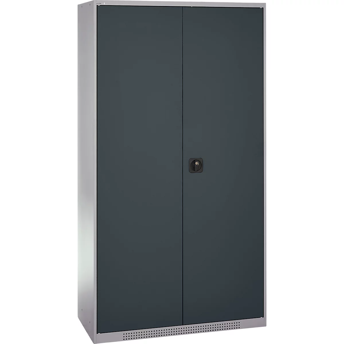 Schäfer Shop Genius Magazinschrank FS, 5 OH, abschließbar, 10 Fachböden, 2 Lochrasterplatten, bis 450 kg, B 1055 x T 520 x H 1950 mm, weißalu/anthrazitgrau
