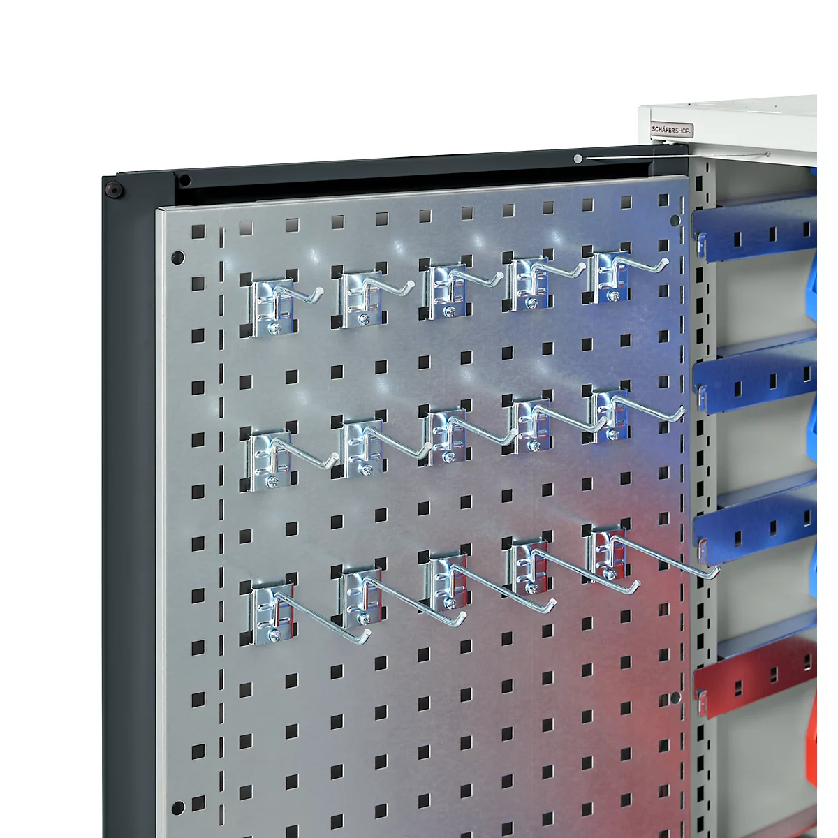 Schäfer Shop Genius Magazinschrank, mit Sichtlagerkästen, B 1055 x T 520 x H 1950 mm, anthrazitgrau/lichtgrau