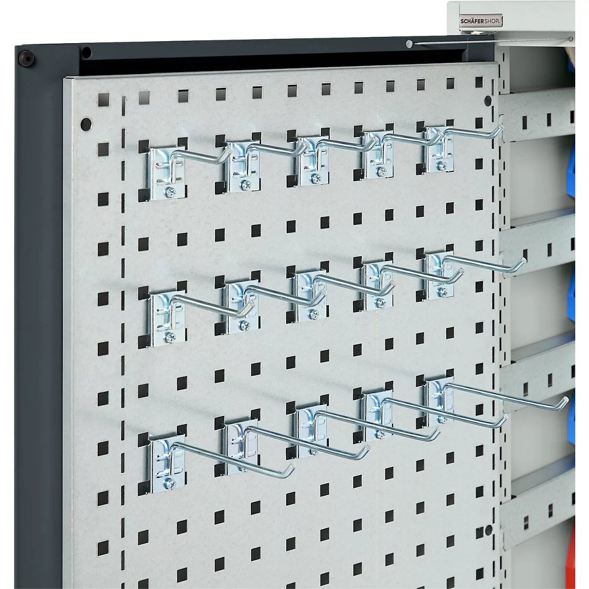 Schäfer Shop Genius Magazinschrank, mit Sichtlagerkästen, B 1055 x T 520 x H 1950 mm, anthrazitgrau/lichtgrau