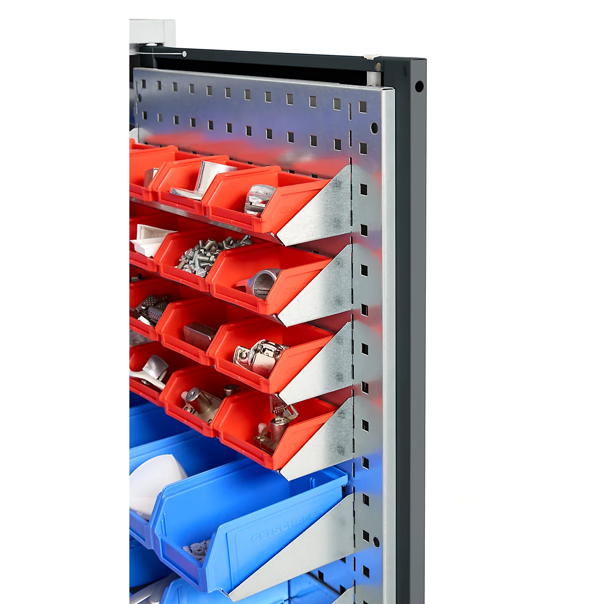 Schäfer Shop Genius Magazinschrank, mit Sichtlagerkästen, B 1055 x T 520 x H 1950 mm, anthrazitgrau/weißaluminium