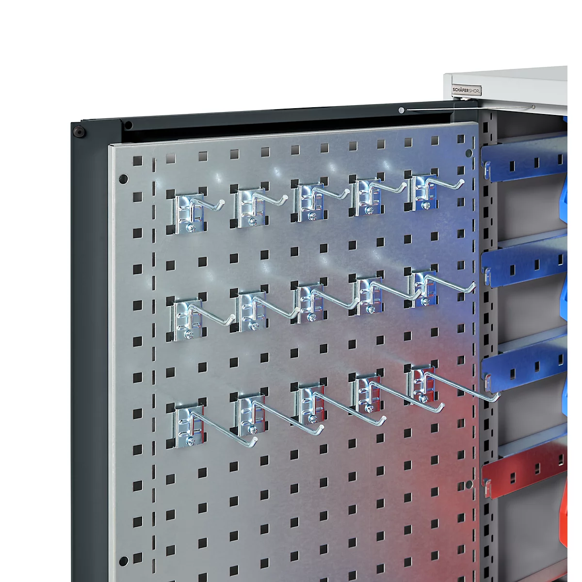 Schäfer Shop Genius Magazinschrank, mit Sichtlagerkästen, B 1055 x T 520 x H 1950 mm, anthrazitgrau/weißaluminium
