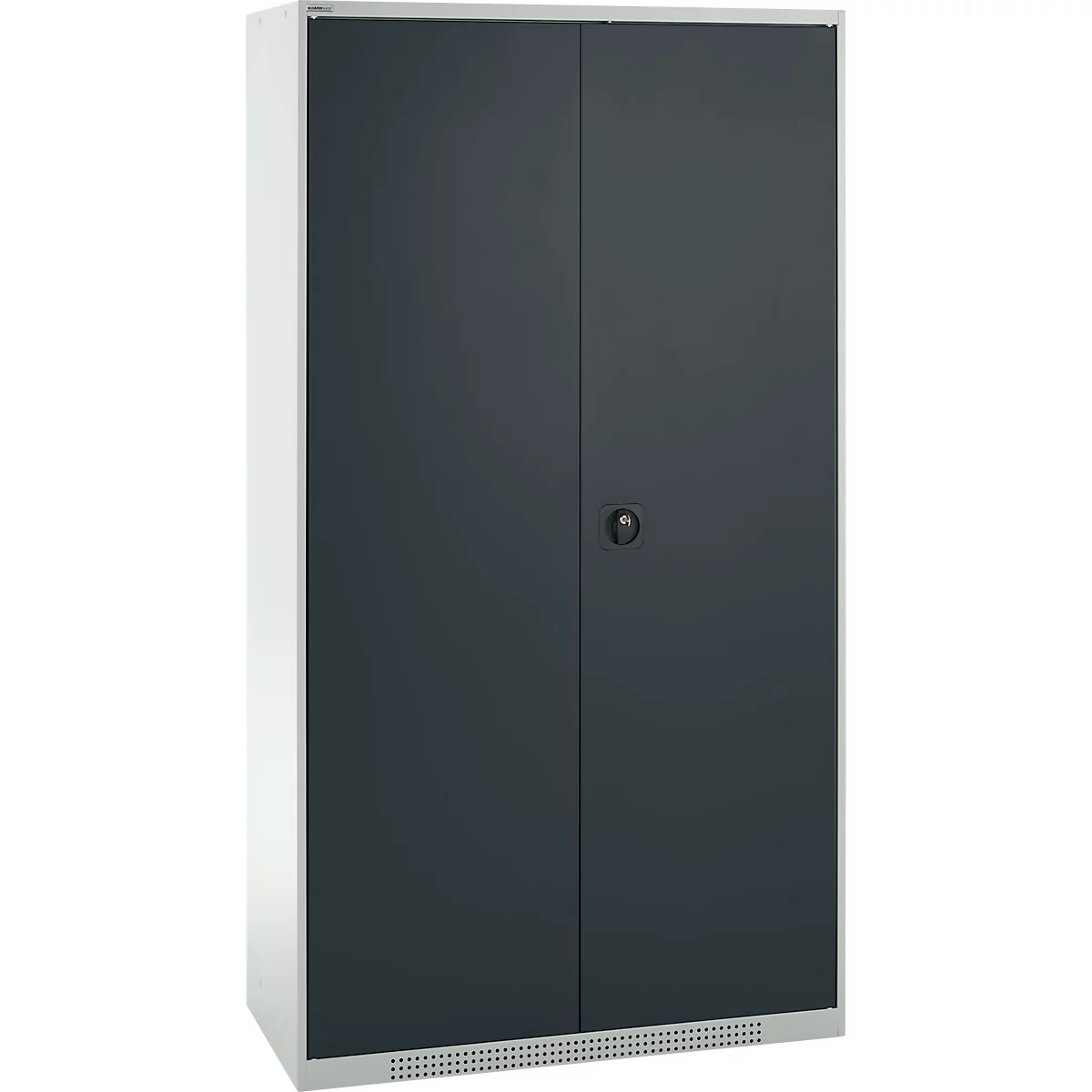 Schäfer Shop Genius materiaalkast FS, 5 OH, afsluitbaar, 4 legborden/12 laden, tot 450 kg, B 1055 x D 520 x H 1950 mm, staal, lichtgrijs/antracietgrijs