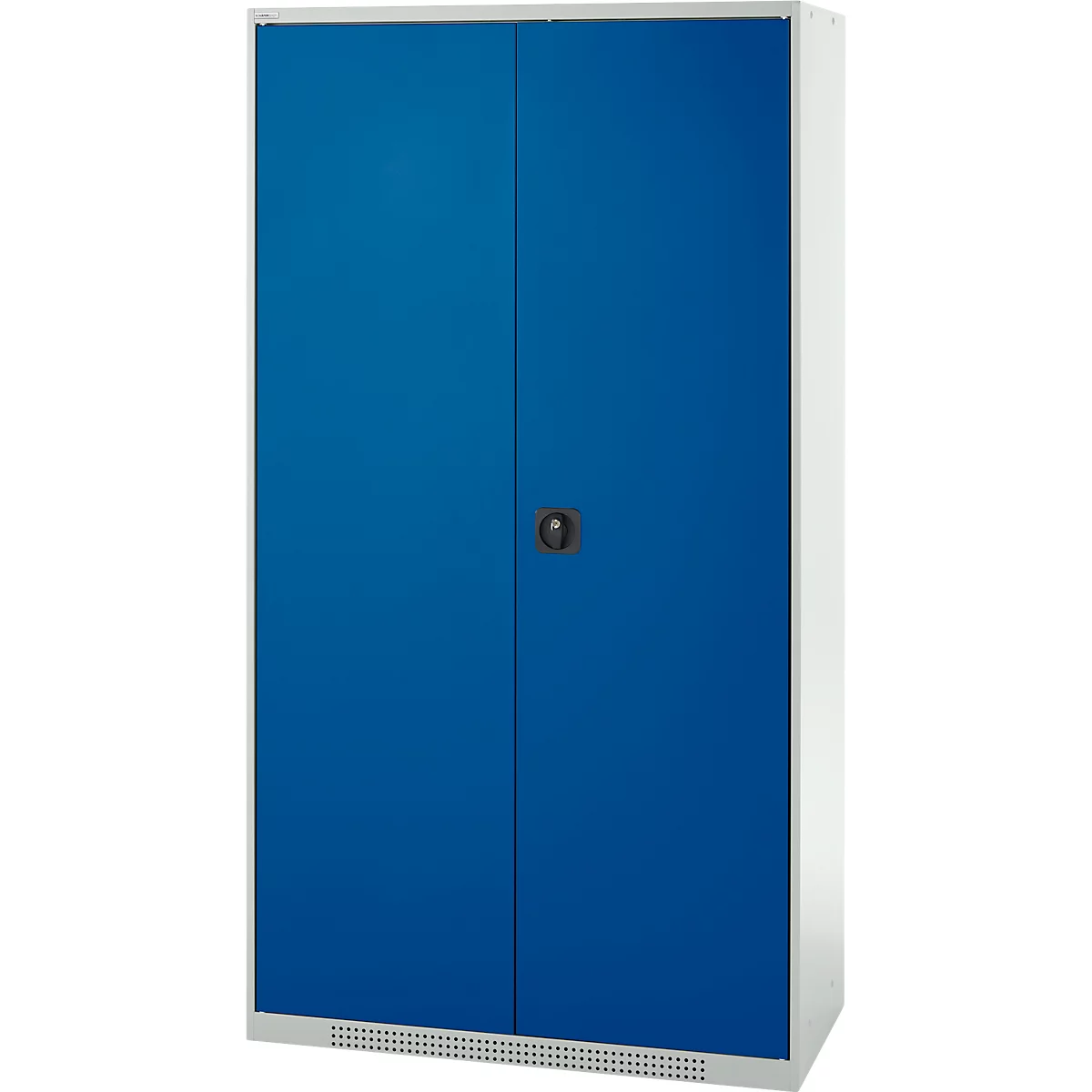 Schäfer Shop Genius materiaalkast FS, 5 OH, afsluitbaar, 4 legborden/12 laden, tot 450 kg, B 1055 x D 520 x H 1950 mm, staal, lichtgrijs/gentiaanblauw