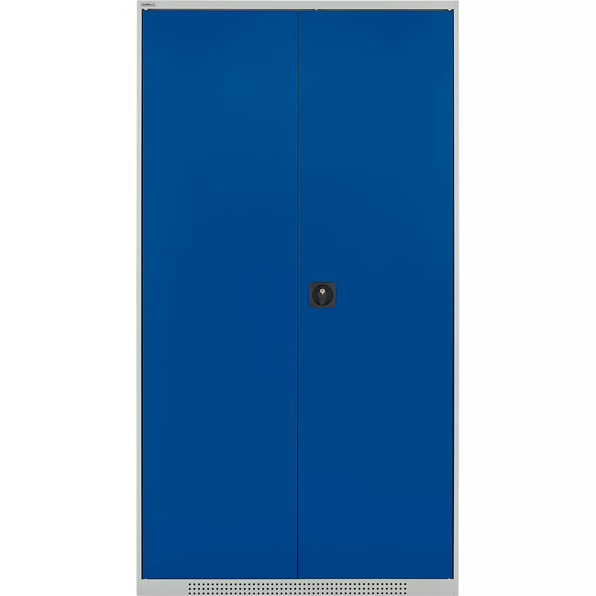 Schäfer Shop Genius materiaalkast FS, 5 OH, afsluitbaar, 4 legborden/12 laden, tot 450 kg, B 1055 x D 520 x H 1950 mm, staal, lichtgrijs/gentiaanblauw